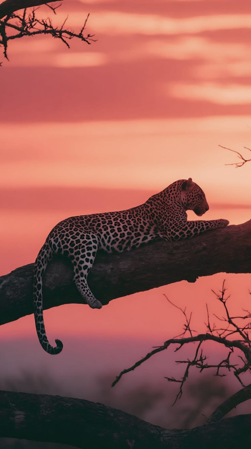 Sri Lankan leopard at sunset