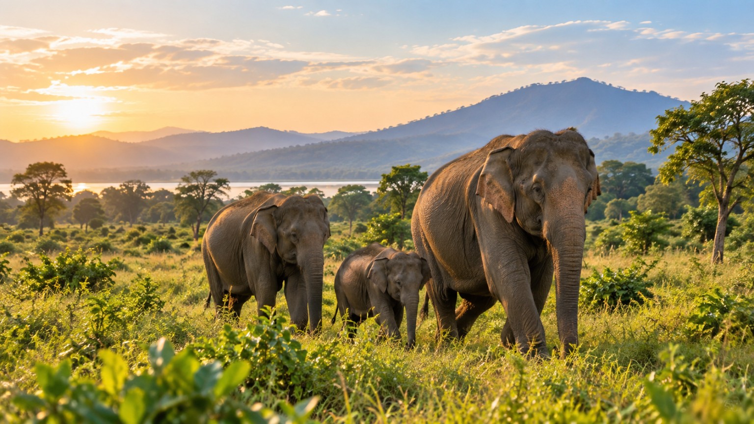Asian elephants in Sri Lanka wildlife country