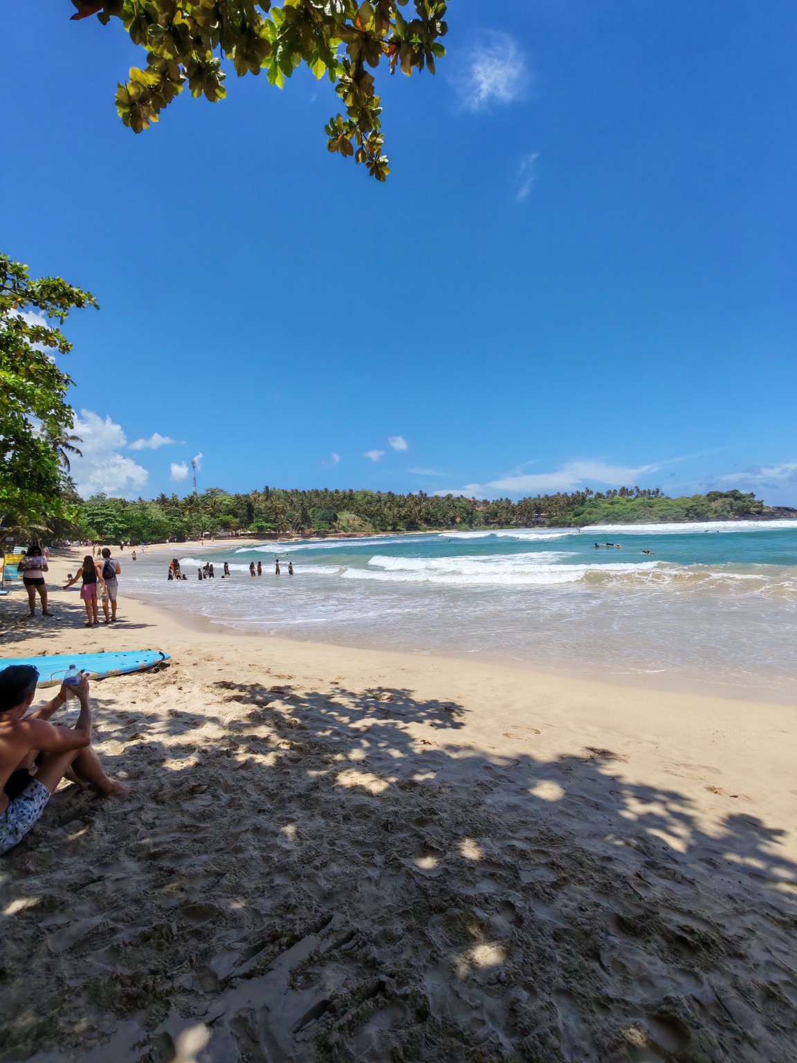 Hiriketiya Beach under trees