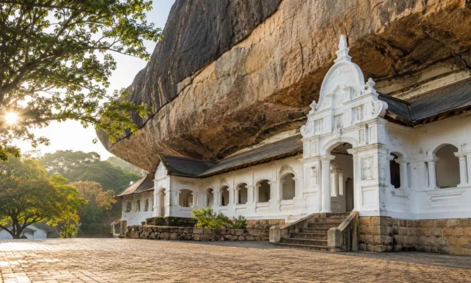Sri Lankan temple beneath a rock overhang