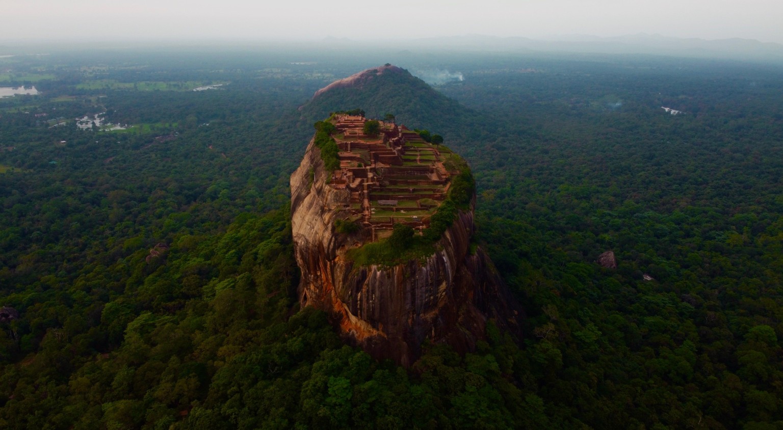 Aerial view of Sigiriya Rock fortress in Sri Lanka