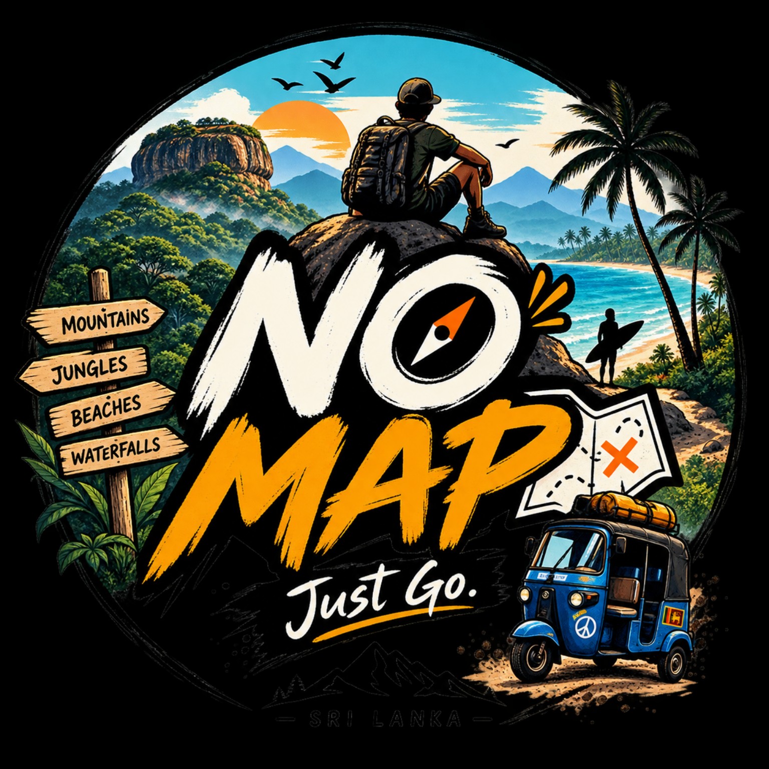 KANRA SL No Map — Sri Lanka adventure illustration