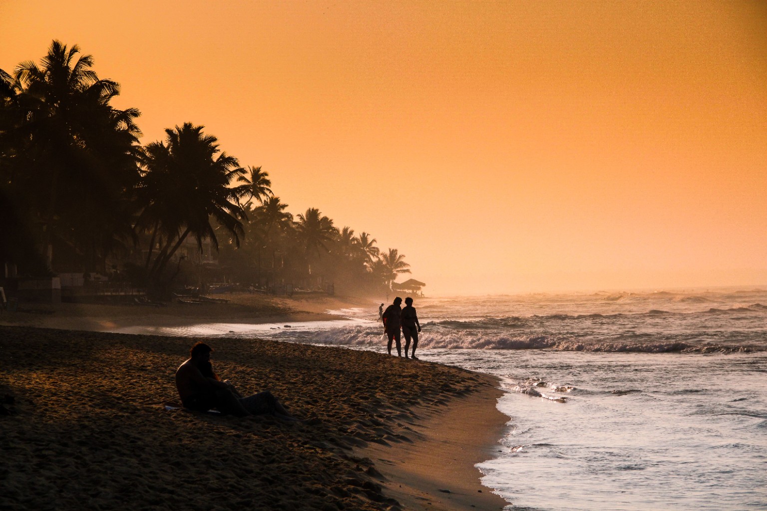 Southern Sri Lankan beach at sunset