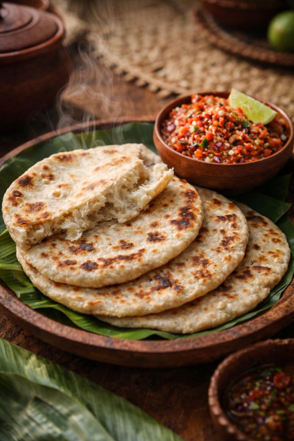 Sri Lankan roti served with sambol