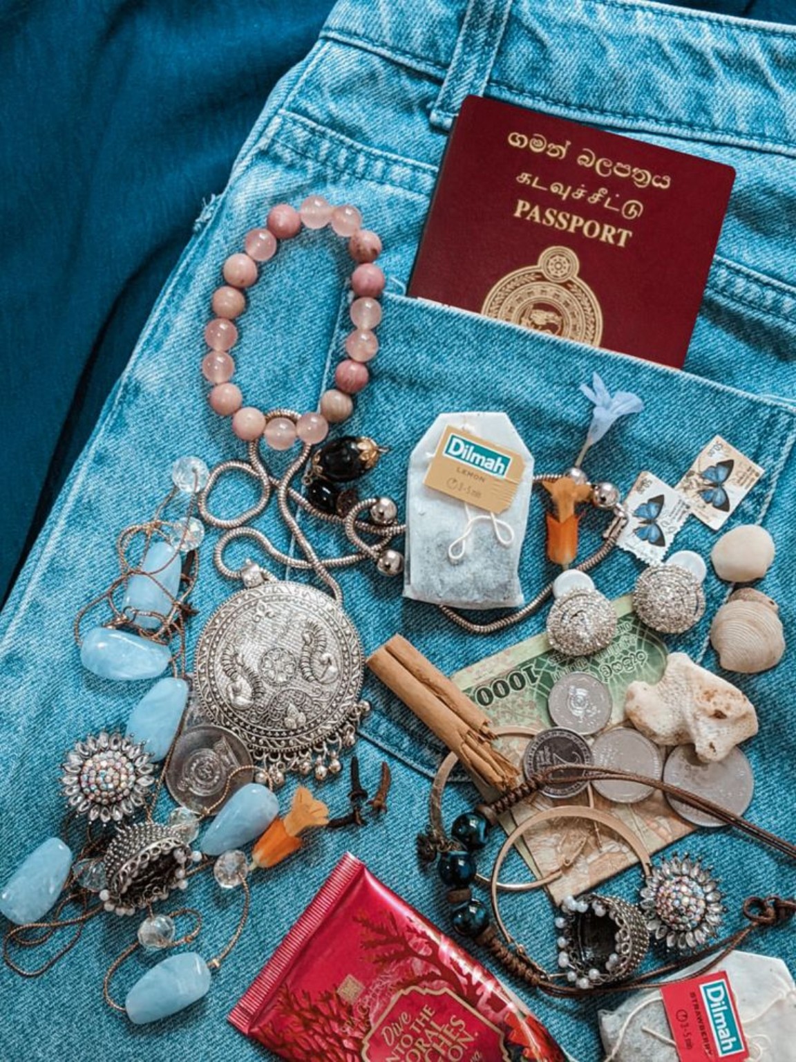 Passport and travel documents prepared for a Sri Lanka journey